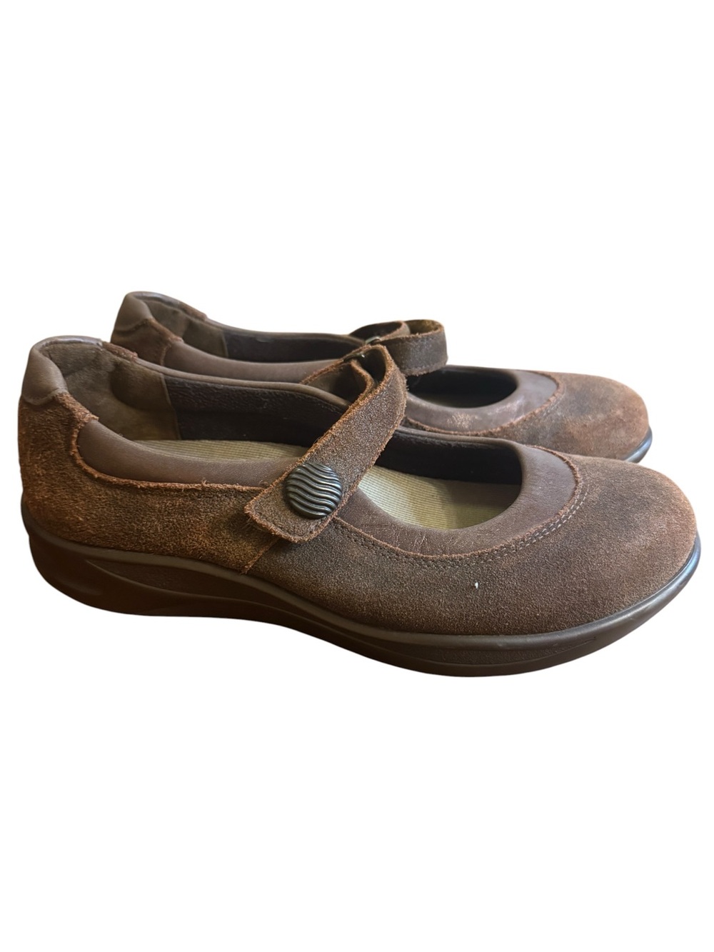 SAS Walk Easy Women’s Brown Suede Mary Jane Comfort Shoes Size 8.5 M